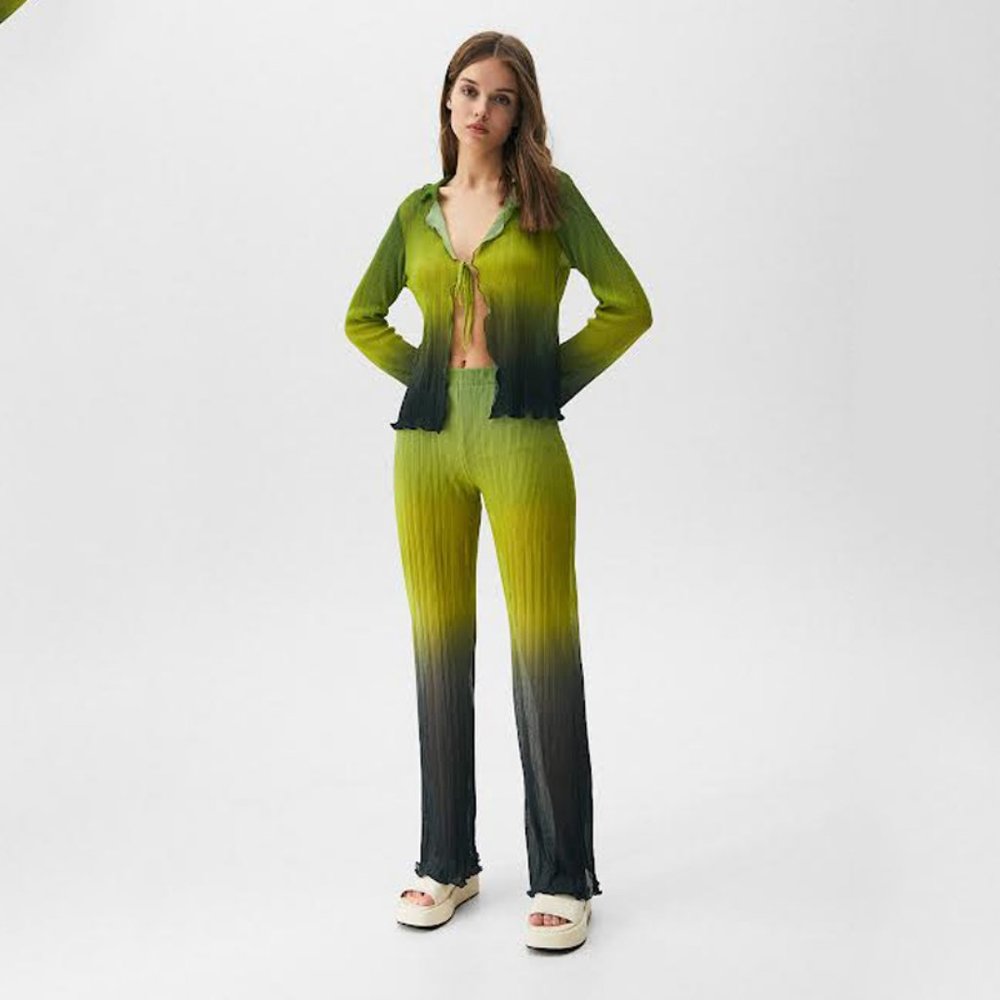 Pull&Bear Ombré Pleated Blouse & Pants - Co-Ord Set